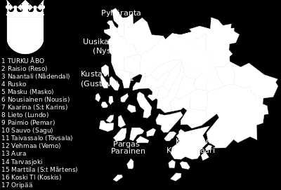 19(36) Varsinais-Suomen ajokoepaikkakunnat ehdotetaan säilyttäväksi ennallaan (Loimaa, Salo, Turku ja Uusikaupunki).