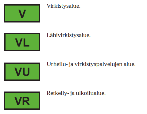 Kaava Virkistysalue, Puisto, Lähivirkistysalue, Leikkipuisto, Urheilu- ja