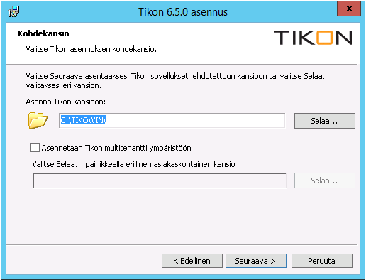 Toukokuu 2015 12 (31) Valitse kansio minne Tikon ohjelmatiedostot asennetaan.