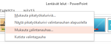 Etsi näitä materiaaleja napsauttamalla PowerPoint-ikkunan oikeassa yläkulmassa olevaa PowerPointin Ohje-painiketta (kysymysmerkki).