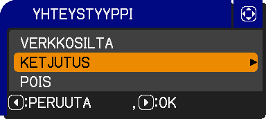 VALINNAT-valikko Kohta Kuvaus ETÄTUNNUS Valitse tunnus ETÄTUNNUS-valikosta painikkeilla / ja paina sitten.