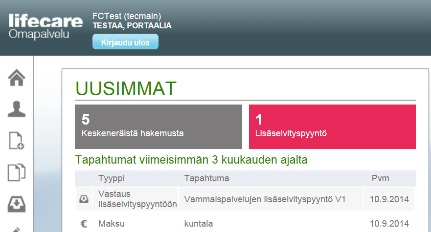 lisäselvityspyynnöt omissa kentissä sekä niiden lukumäärät.