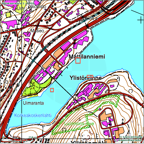 21 Kuva 1. Koeverkkokalastuspaikat Jyväsjärvellä 11.09. Ja 13.09.2012. Punaisella suorakaiteella karttaan merkatut verkkojen sijainnit.