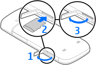 1. Alkuvalmistelut SIM-kortin ja akun asentaminen 1. Irrota laitteen takakansi painamalla kantta, liu'uttamalla se auki ja nostamalla se sitten irti laitteesta. 4.