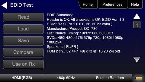 780 Sample Application HDMI Network EDID Test HDMI Source Testing (780, 780A, 780B, 780C) Verify HDMI source or