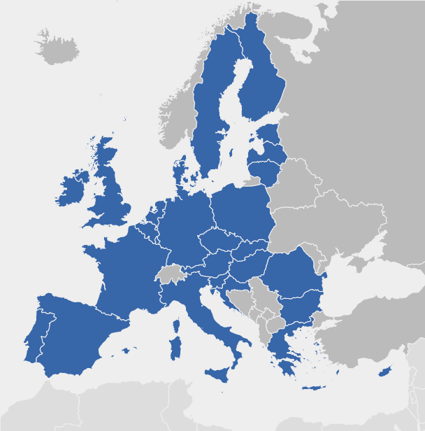KUVIO 3. Euroopan Unioni kartalla (Eurooppatiedotus 2013, hakupäivä 9.12.2013).