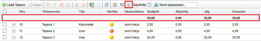 Projektitoimisto Vaiheiden kuvaus Projektitoimistossa näytetään nyt vaiheen nimi ja tehtävien yksityiskohtiin kirjoitettu kuvaus.