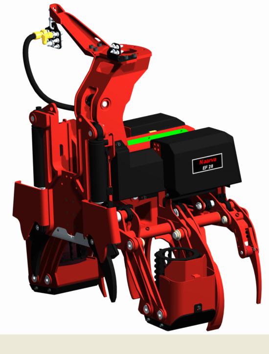 EF 28 pienpuu- ja bioenergiakoura Ominaisuuksia. Luotettavaa tekniikkaa. Giljotiinikatkaisu, vähän automatiikkaa ja toimintavarmaa hydrauliikkaa. Radio-ohjaus mahdollisuus asennuksen helppous.