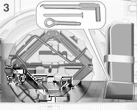 258 Auton hoito Versio 1b: 3-ovinen ja 5-ovinen viistoperä taittuvan pyöränmutteriavaimen kanssa Versio 2: Sports Tourer Versio 3: 4-ovinen porrasperä Sama sisältö kuin versiossa 1a, mutta taittuvan