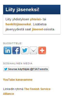 MEDIANÄKYVYYS Sosiaalinen media FSA:lla kanava YouTubessa ja Twitterissä sekä ryhmä LinkedInissä.