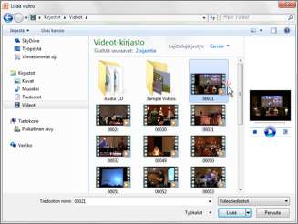Tietokoneeseen tallennetun videon upottaminen Valitse Video omasta tietokoneesta Etsi Lisää video -valintaikkunassa haluamasi upotettava video, valitse se ja valitse sitten Lisää.