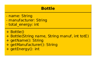 System.out.println("Klink! Money was added into the machine!"); public void buybottle() { bottles -= 1; System.out.println("KACHUNK! Bottle appeared from the machine!