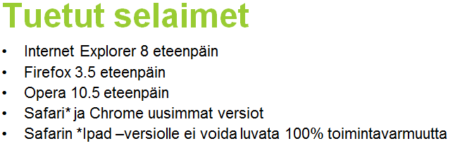 SELAINVAATIMUS JA LIITTEIDEN TYYPPI- JA KOKOMÄÄRITYS Liitteiden tyyppi- ja