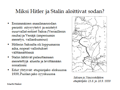 5 KUVA 5 Otetaan aluksi tarkasteluun kysymys siitä, miksi suursota jälleenpuhkesi Eurooppaan, kun edellisestä, valtavia tuhoja aiheuttaneesta ja imperiumien romahtamisiin johtaneesta sodasta oli