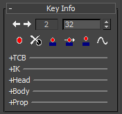 35 Key -nappula on aktiivinen, tuottaa aikajanalle keyframeja, joista muodostuu vapaasti tuotettu animaatio.