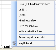 KSAO Liiketalous 4 Ryhmittelyn purkaminen Työkirjan kaikki sivut ryhmiteltynä Napsauta sellaisen taulukon valitsinta, joka ei ole aktiivinen.