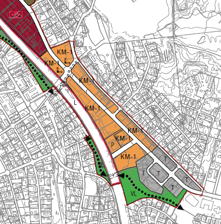 KAUPAN VYÖHYKKEET KM-1-ALUEELLA Vyöhyke 1 Nykyinen kaupallinen ydinalue, pääosin jo rakentunut Vyöhyke 2 Pääosin rakentunut alue, vain puolet alueen tonteista kaupan käytössä.