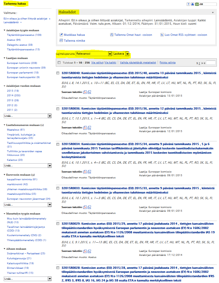 11. Jos haluat tulosnäyttöön lisää metatietoja, valitse vaihtoehto "Vaihda näytettävät metatiedot".