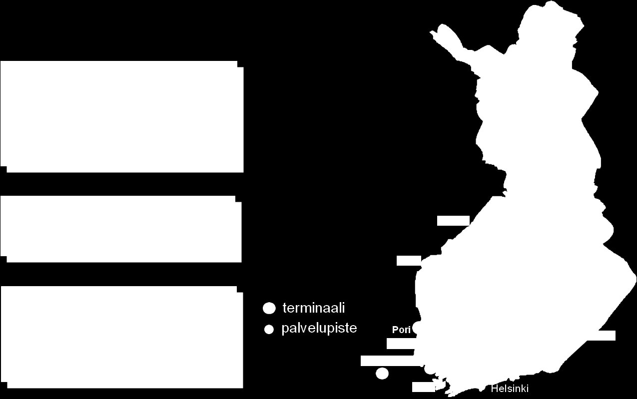9 1.3.1 Schenker Cargo Oy Tampere Tampereen terminaali on kolmanneksi suurin Schenker Cargo Oy:n terminaaleista heti Helsingin ja Turun terminaalien jälkeen tavaramäärissä mitattuna.