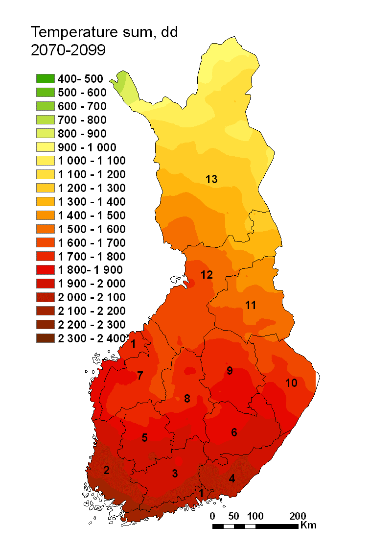 Lämpötilat nyt ja tulevaisuudessa