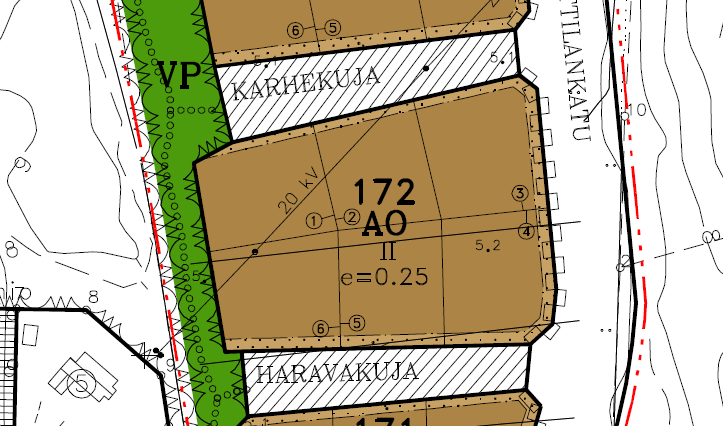 Kaavoitus ja mittaus 15.4.2015 5(7) KORTTELI 172 kaltevuus: 1:2 1:3 a) tiili: savitiilenpunainen b) pelti: konesaumaprofiilinen (esim.