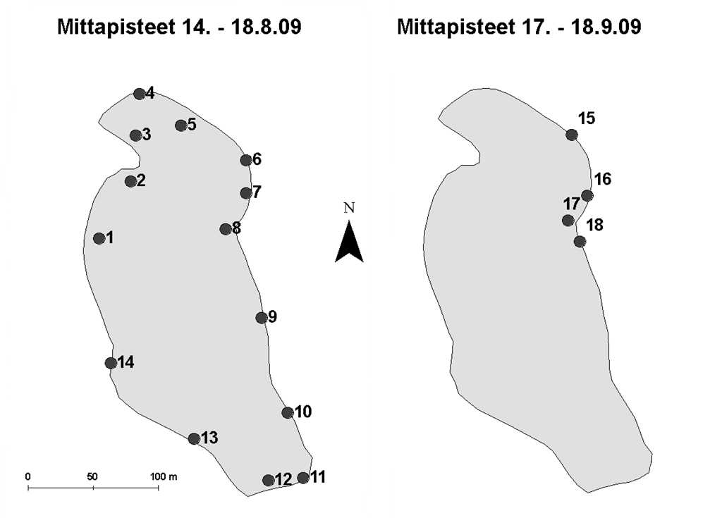 Kuva 28. Suotautumismittauspaikat.