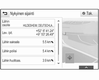 64 Navigointi Näytä kartalla yleiskuva aktiivisesta reitistä valitsemalla YLEISNÄKYMÄnäyttöpainike. Näyttöpainikkeeksi muuttuu RESET. Palaa normaalinäkymään valitsemalla RESET-näyttöpainike.