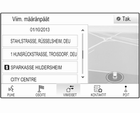 Navigointi 69 Jos käytetään kyseistä maata varten määritetystä syöttöjärjestyksestä poikkeavaa järjestystä, järjestelmä ei ehkä löydä haluttua kohdetta.