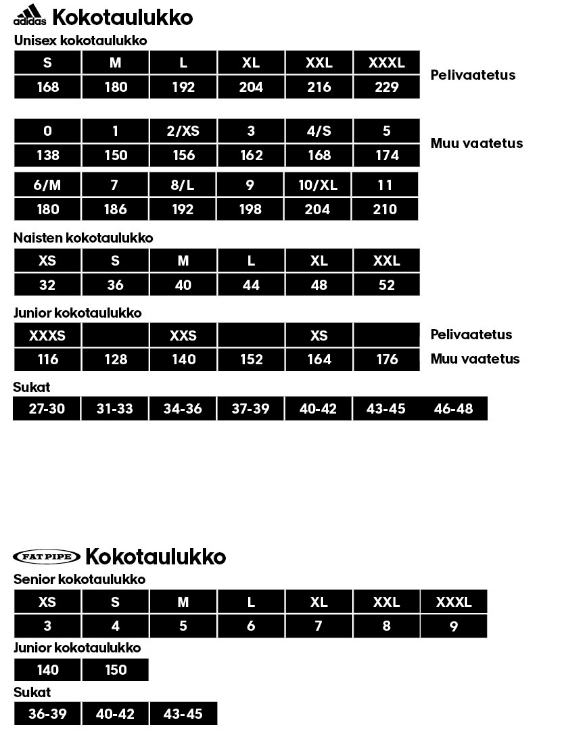 Löydä oikea koko! Haluamme auttaa teitä löytämän oikeat tuotekoot, jotta tiedätte, että tilauksenne varmasti vastaa odotuksianne.