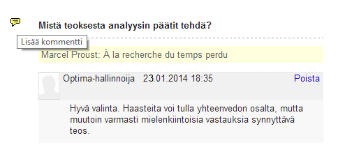 36 Optima Lomake-ohje Asetuksissa voi antaa kaiillekin käyttäjille oikeudet kommentoida.