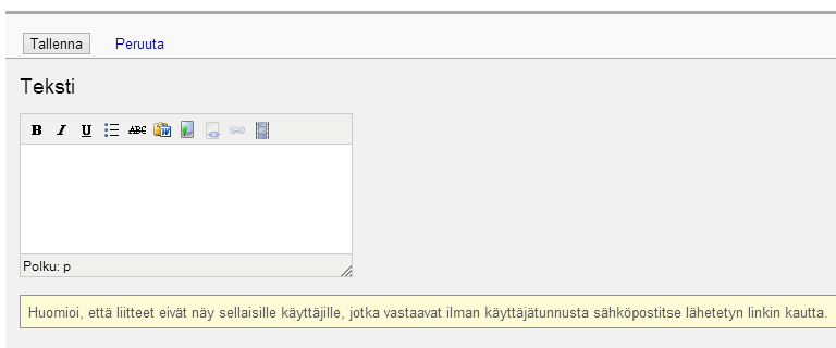 Optima Lomake-ohje 9 Ja lopputuloksena käyttäjille näkyy: Teksti-elementissä voi