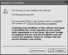 Käytön valmisteleminen Plugfree-ohjelmisto BLUETOOTH :iin Näyttöön avautuu mahdollisesti seuraavanlainen ikkuna. i Tämä ikkuna on esimerkki Microsoft Windows XP:stä.