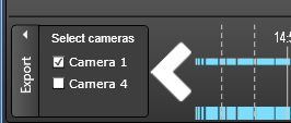 Videoleikkeiden tallennus: Voit tallentaa videoleikkeitä yhdestä tai useammasta kamerasta napsauttamalla näytön alareunassa sijaitsevan "Aikapalkin" vasemmalla puolella olevaa "Tallenna"-painiketta.