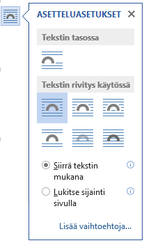 Yleensä lisätty kuva on tekstin tasossa, eli kuva on kuin yksi iso merkki, eikä sitä voi vapaasti siirtää.