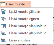 Toisissa SmartArteissa voi olla rajaton määrä pääkohtia. Tekstiruudussa on kätevää kirjoittaa.