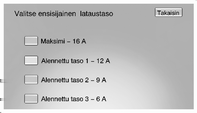 Mittarit ja käyttölaitteet 73 mikäli valittu sähkötariffiasetus johtaa hyvin pitkään latauksen valmistumisen vaatimaan aikaan, auton lataus alkaa heti verkkoon liittämisen jälkeen.