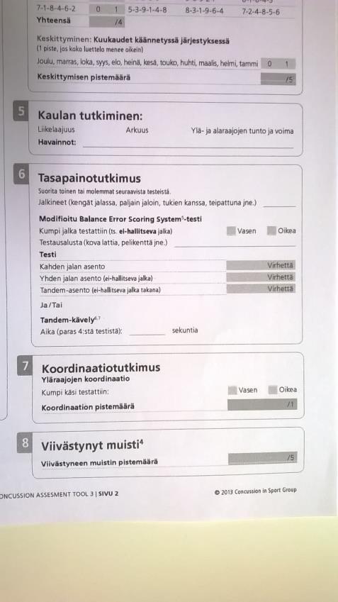 Arviointi: Objektiivinen Toiminta Kävely & liikkuminen (suoraan?