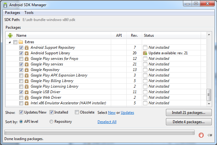 5.2.2 Android Support Library ja Google Play services 15 Android Support Library tarjoaa laajan kokoelman API-tasoja, jotka sopivat yhteen usean Android-version kanssa.