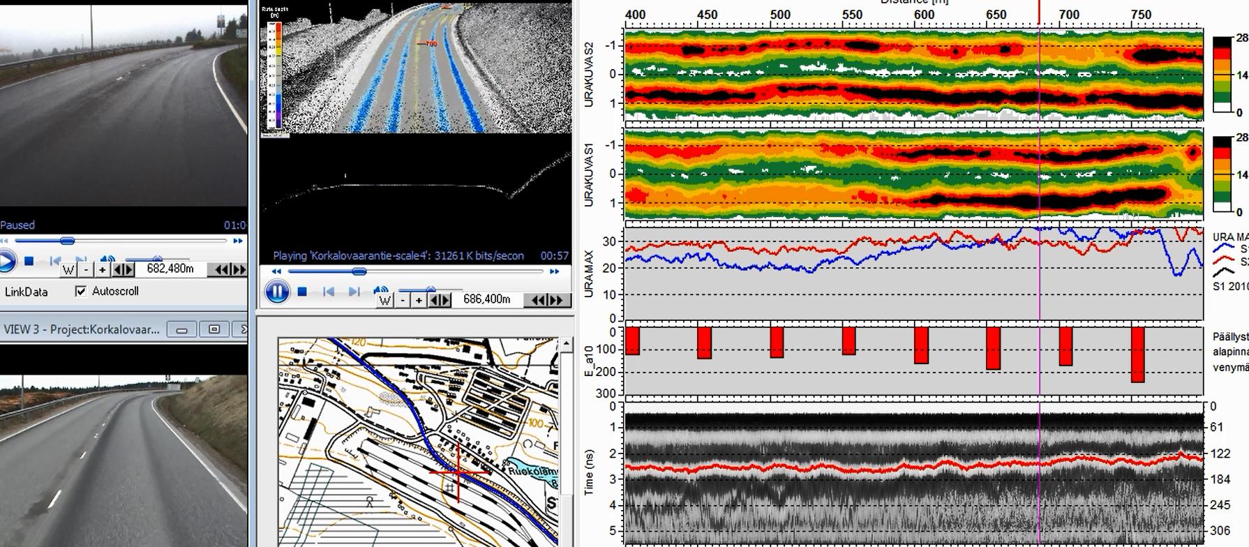 Lähtötiedot Suunnittelulle ja Mitoitukselle Rut depth map dir 2 2012 Rut depth map dir 1 Max rut depth (mm)