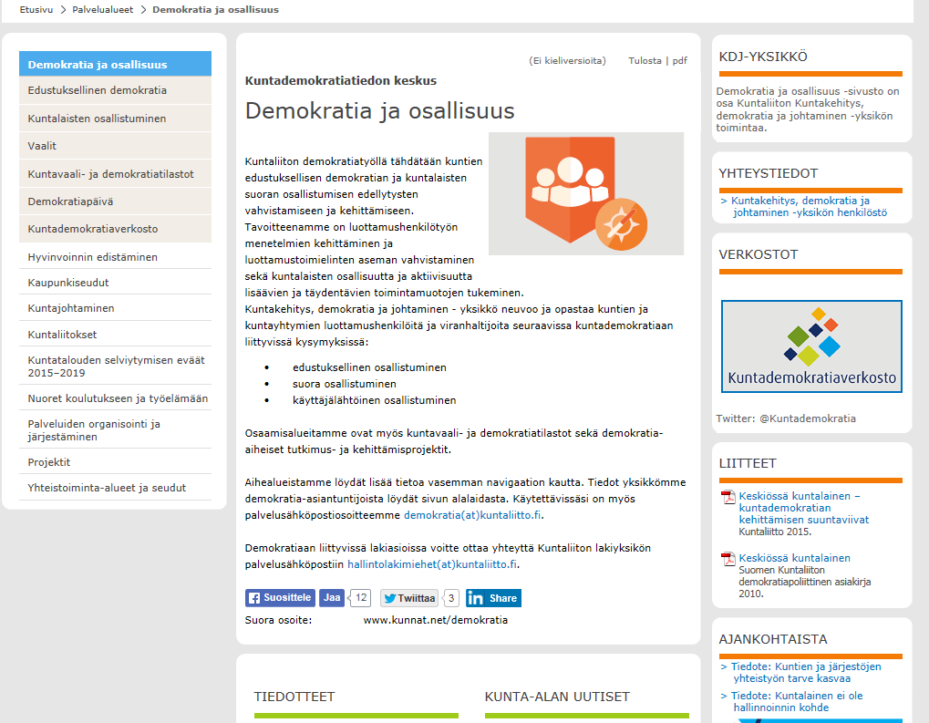 Kuntademokratiatiedon keskus Demokratia ja osallisuus