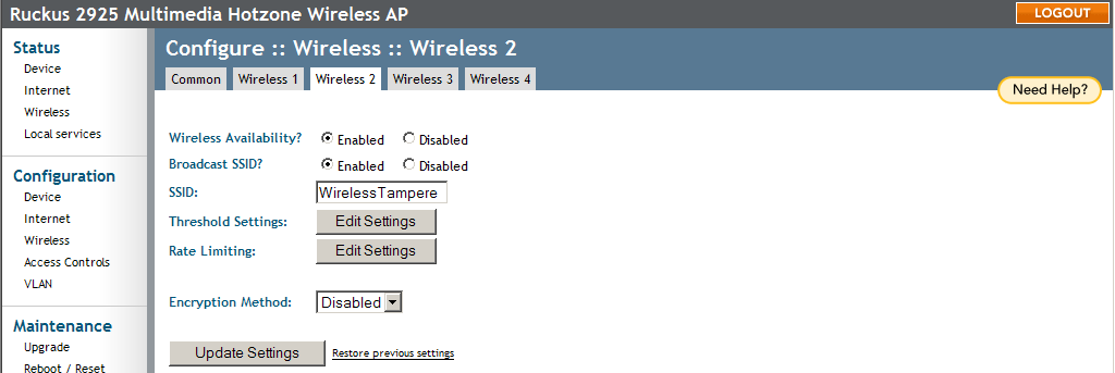 Radius NAS-ID -kohtaan pitää laittaa sama jaettu salaisuus -salausavain kuin Server secret -kohtaan. Kuvassa 17 on Ruckusin LANGATON-WPA SSID-nimen asetukset. Kuva 17.