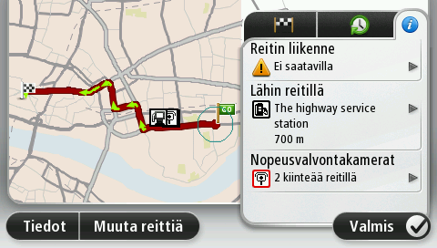 Huomautus: Jos haluat käyttää TomTom-liikennepalvelua, sinulla on oltava sen tilaus tai vastaanotin.