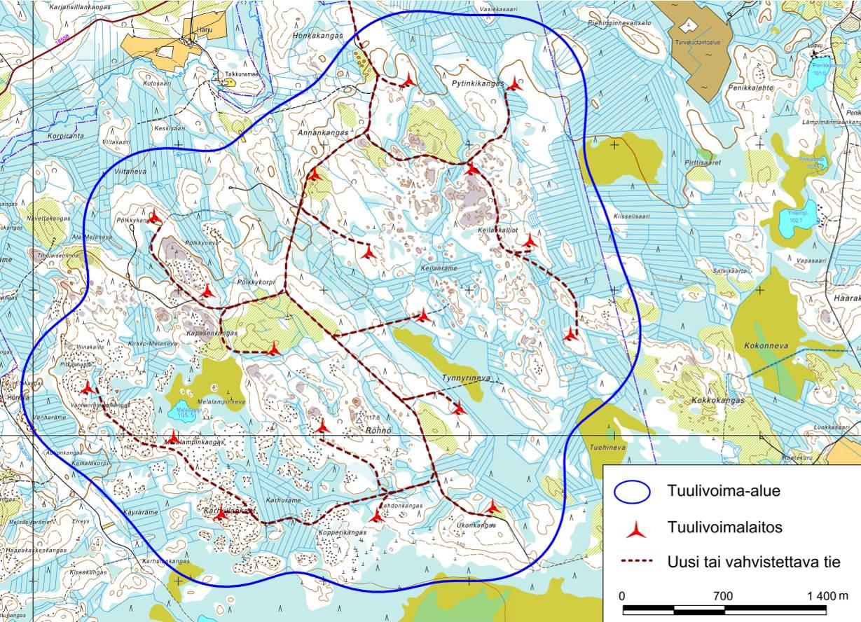8 Kuva 7. Annankankaan tuulivoima-alue (vaihtoehto 2).