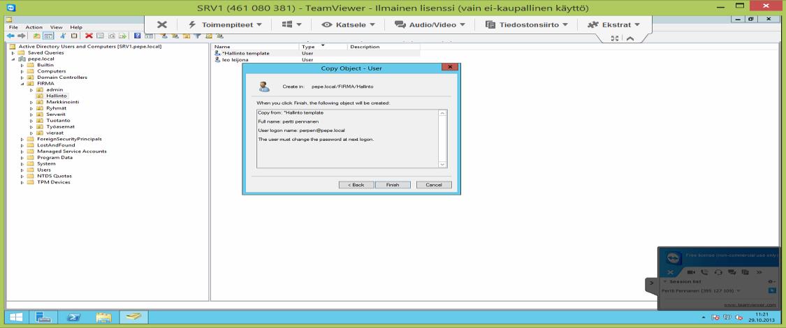 Pertti Pennanen TeamVeawer 5 (16) Käyttäjä on valmis.
