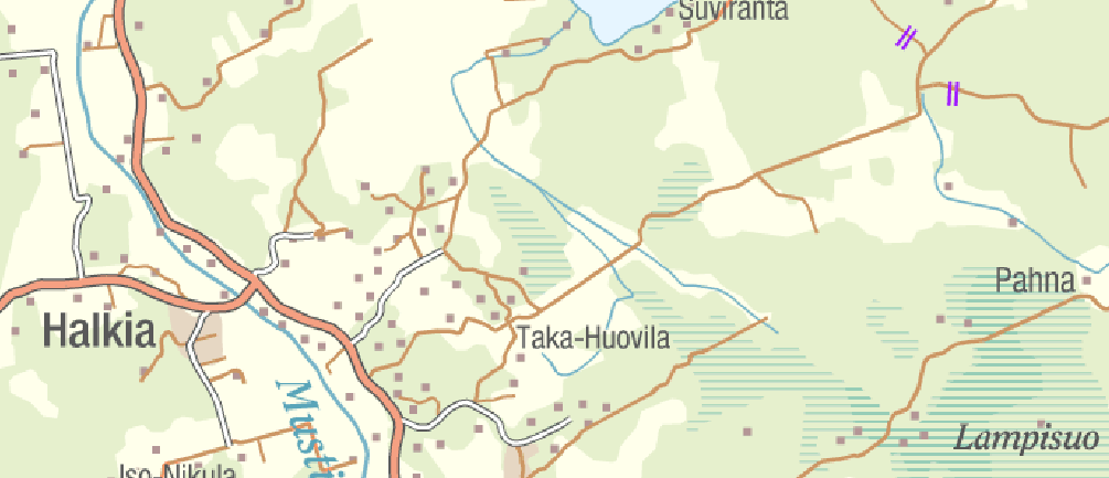 151 Kuva 33. Isojärven valuma-alue, kuntaraja on merkitty mustalla viivalla. Mittakaava 1 : 45 000. Luvat Maanmittauslaitos lupa nro 7/MYY/07 ja Genimap Oy (lupa L4659/02)