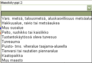 E-12 (135) Vaihtoehdot ovat: E.2.1.3 Maastotyyppi 2 Jos palo on levinnyt toiseen maastotyyppiin, kirjataan se kohtaan Maastotyyppi 2.