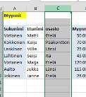 kapeamman. Maalaamalla ensin useita sarakkeita tai rivejä voit muuttaa kerralla näiden leveys/korkeus samanlaiseksi.