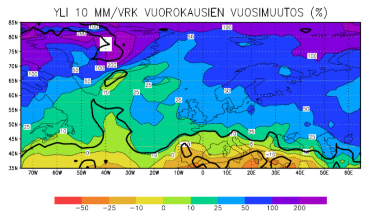 Harvinaisen runsaiden kuukausi- ja vuorokausisateiden toistuminen yksittäisillä havaintoasemilla havaintojen perusteella Toistuvuusaika 20 vuotta Hki Inari Esim.