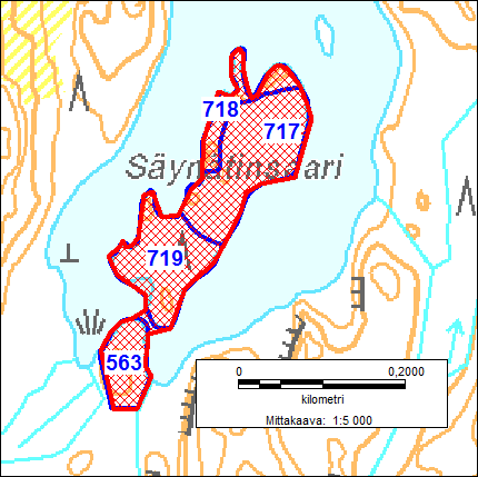 METSÄ-SAIRILA, RN:O 1:344 Säynätinsaari Kuviot 563, 717 ja 718, yhteensä noin 4,3 ha. Kaavoitus: Yleiskaavan luonnonsuojelualue (SL).