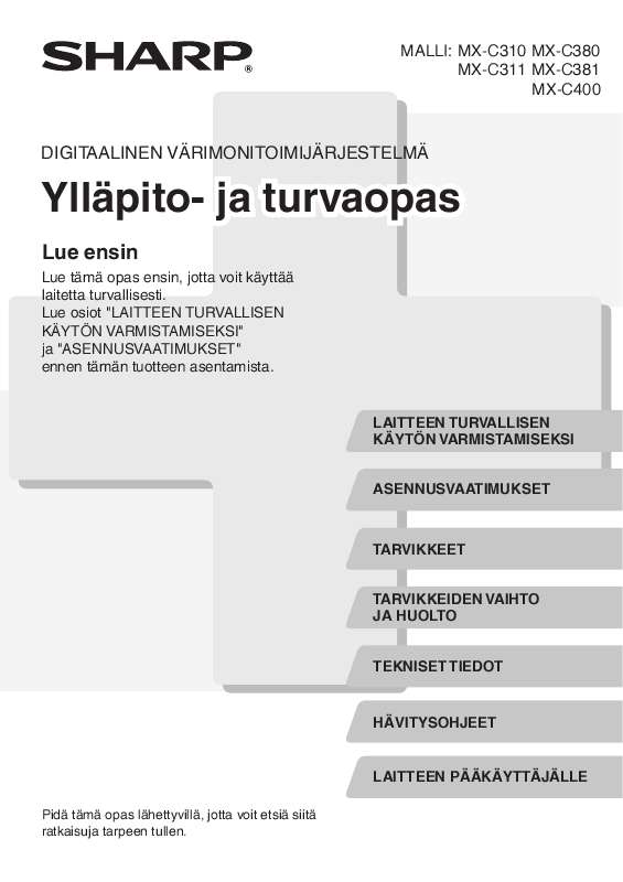 Löydät kysymyksiisi vastaukset käyttöoppaasta ( tiedot, ohjearvot,